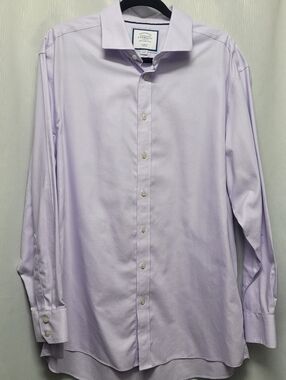 Charles Tyrwhitt Lilac Purple Button Down Shirt 17.5 35 Like New